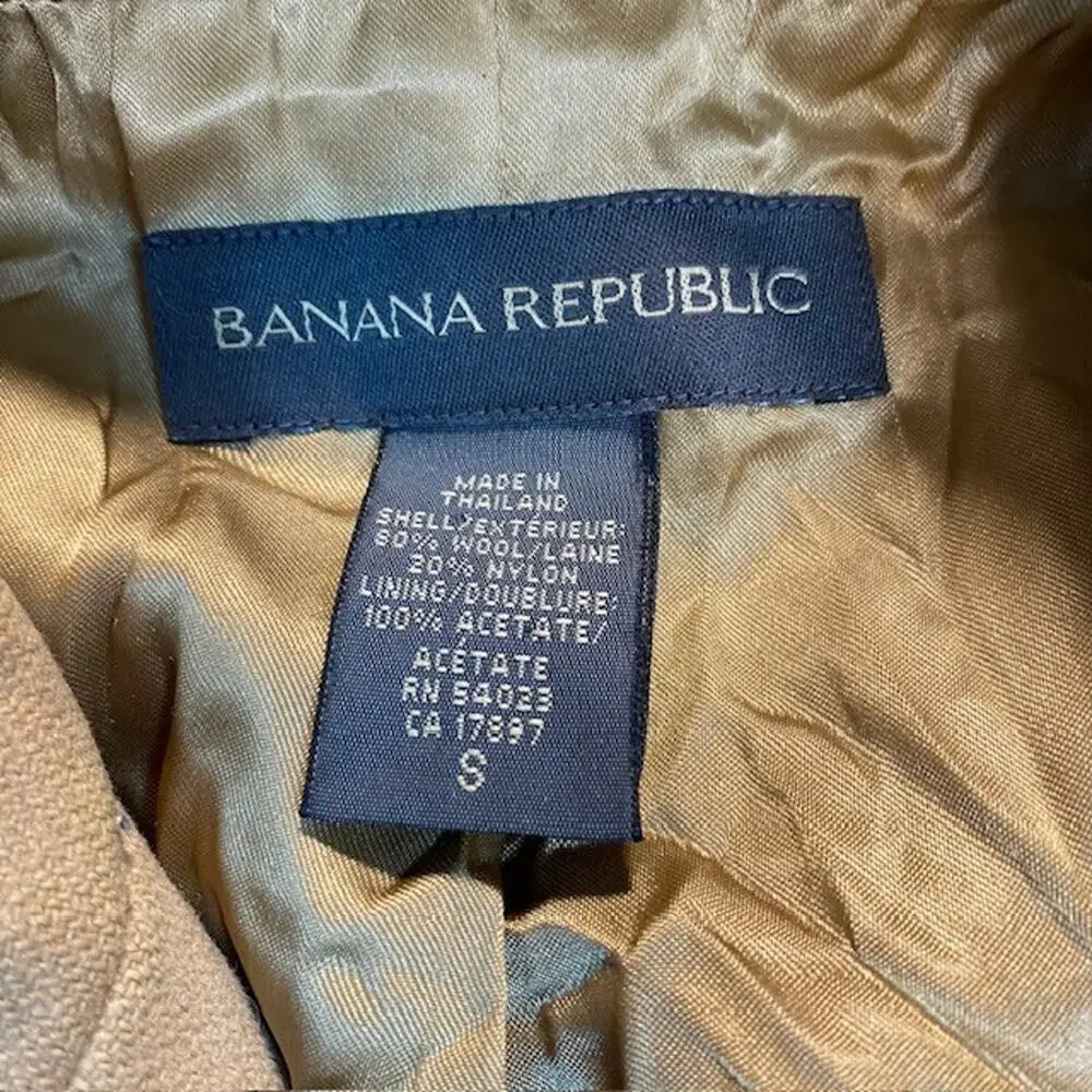 Banana Republic Camel Wool Double Breasted Peacoat Jacket Coat Womens Small